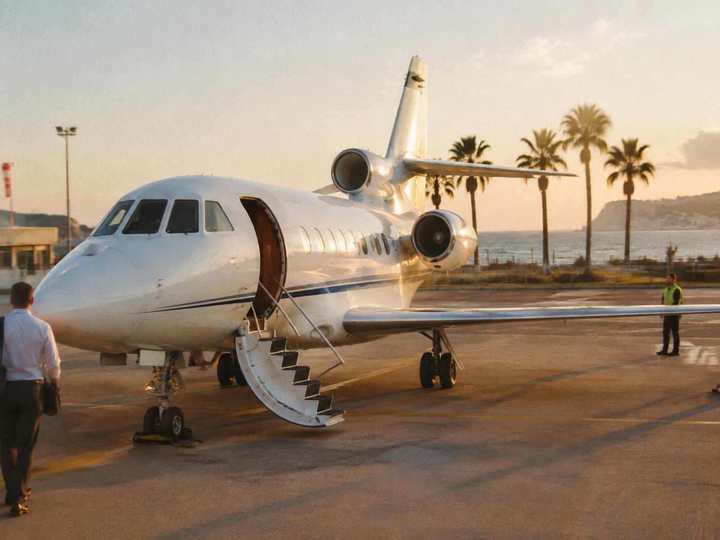Private jet on the tarmac — The Key of Riviera